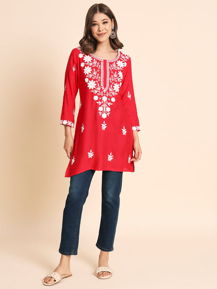 Designer Rayon Kurti | Chikankari Hand Embroidery for Women