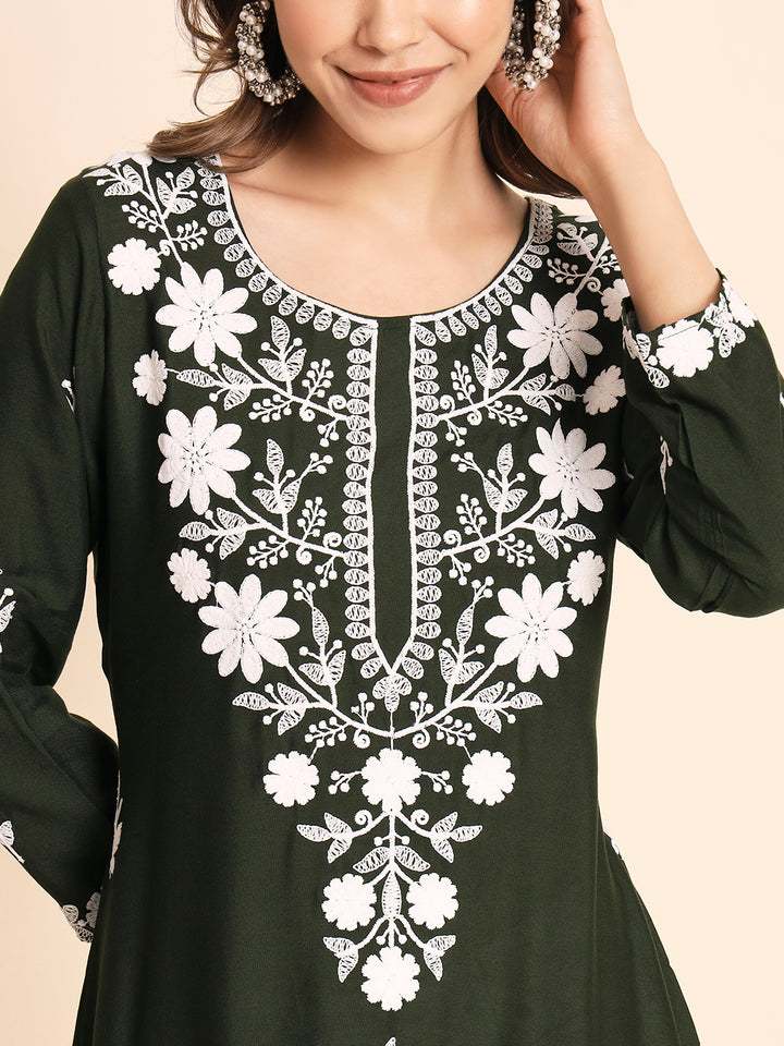 Designer Rayon Kurti | Chikankari Hand Embroidery for Women