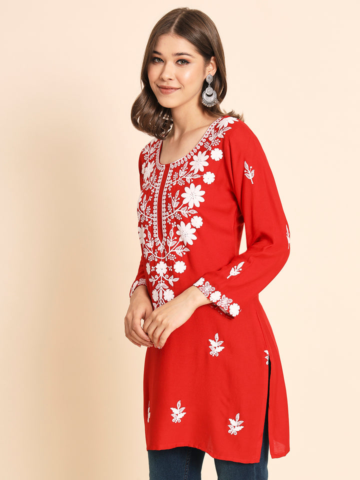 Designer Rayon Kurti | Chikankari Hand Embroidery for Women