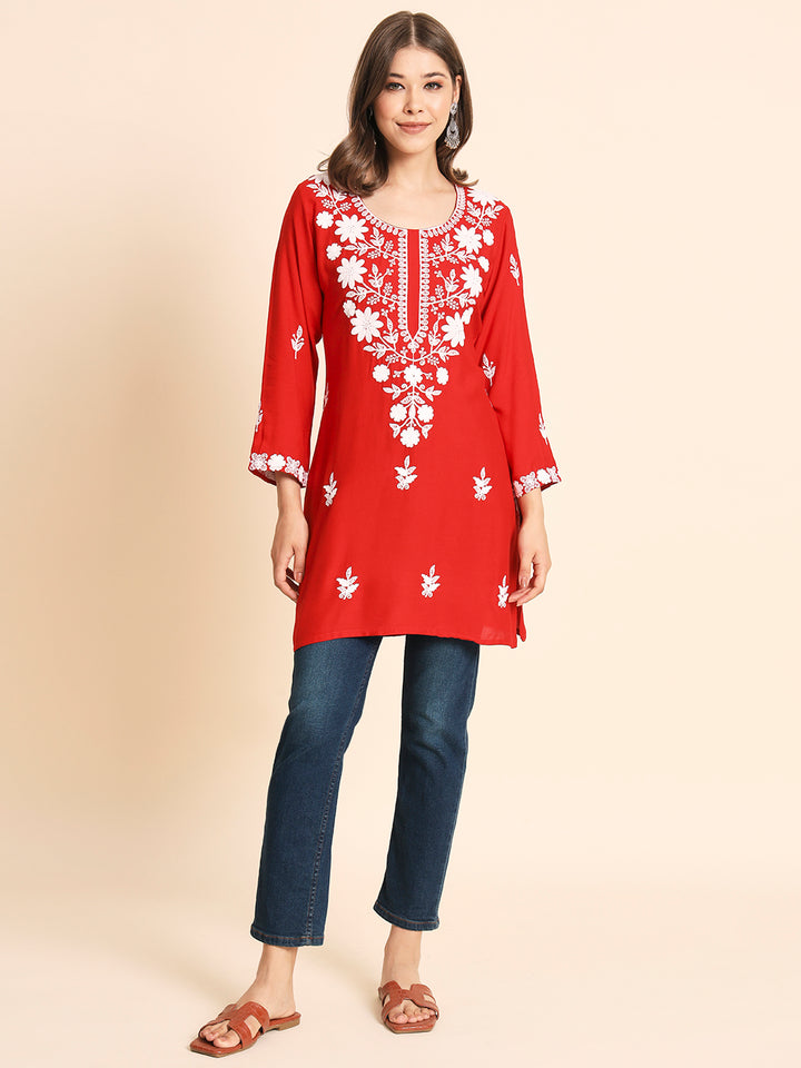 Designer Rayon Kurti | Chikankari Hand Embroidery for Women