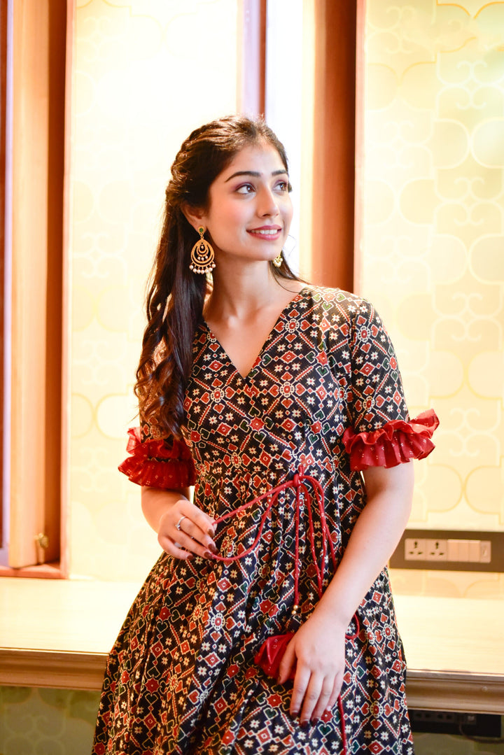 Elegant Blue Cotton Silk Kurti with Crepe Inner | Digital Printed Pant Set