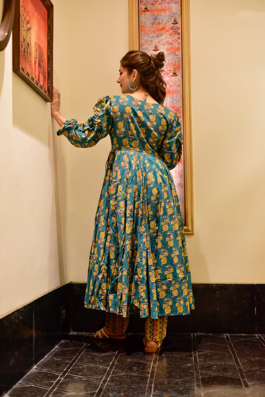 Trendy Rama Cotton Silk Kurti Set | Crepe Inner and Digital Printed Work