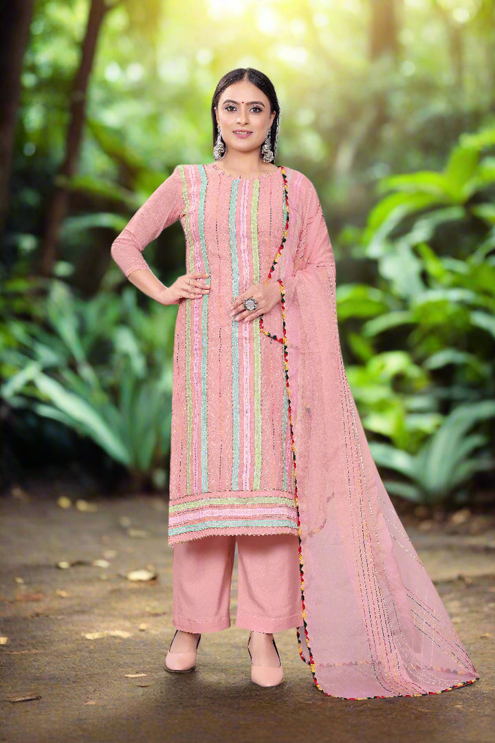 Elegant Hand-Work Salwar Kameez | Chanderi-Cotton & Micro-Cotton for Events