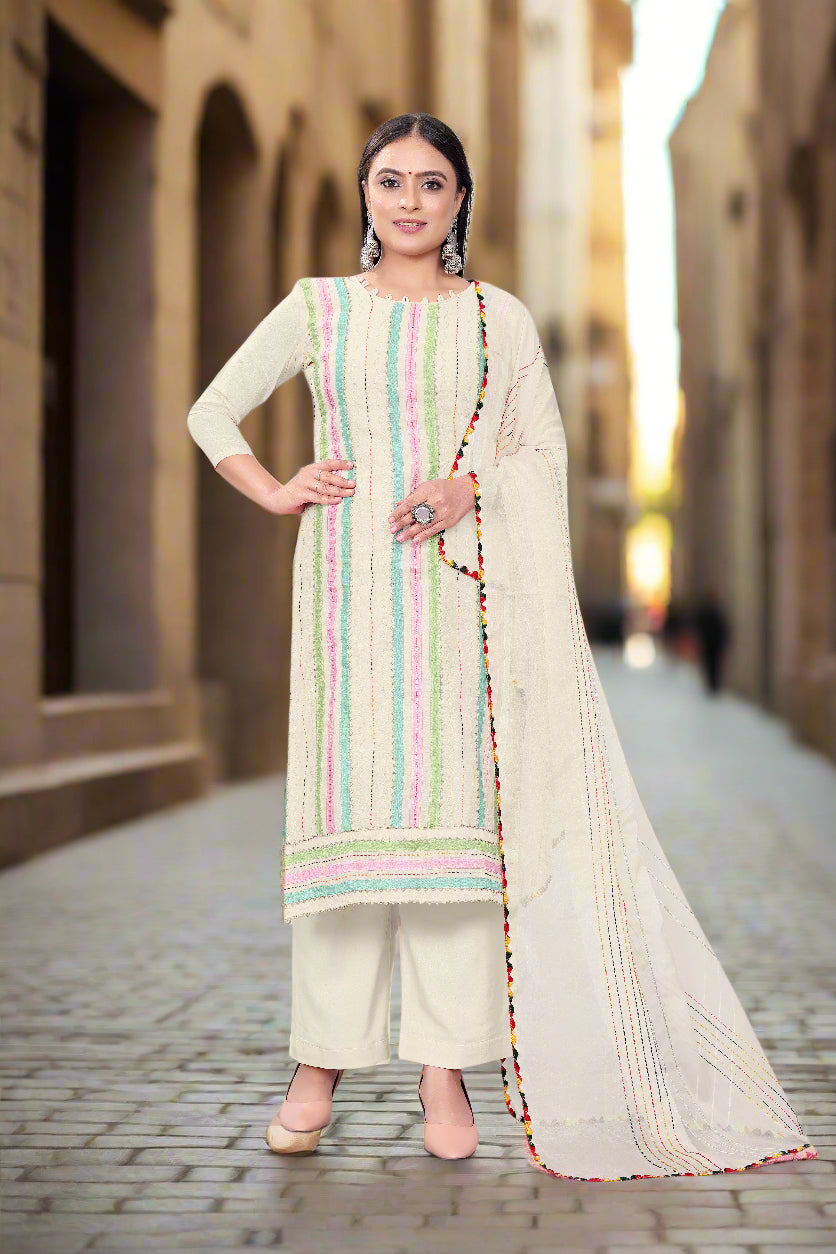 Elegant Hand-Work Salwar Kameez | Chanderi-Cotton & Micro-Cotton for Events