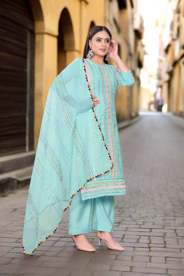 Elegant Hand-Work Salwar Kameez | Chanderi-Cotton & Micro-Cotton for Events