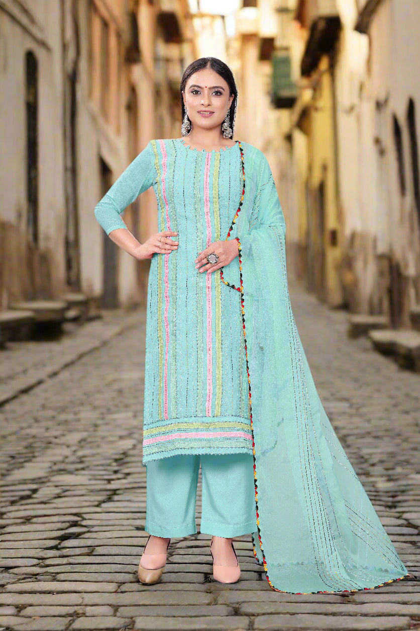 Elegant Hand-Work Salwar Kameez | Chanderi-Cotton & Micro-Cotton for Events