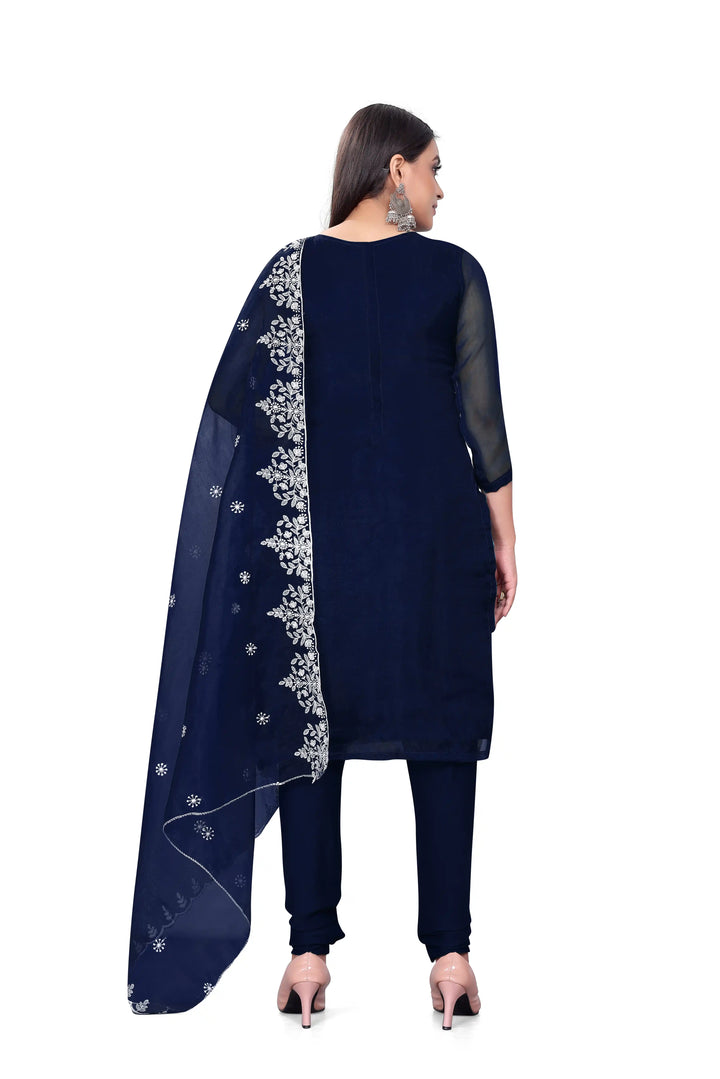 Designer Embroidery Work Kurtis Set | Organza Top & Micro-Cotton Bottom