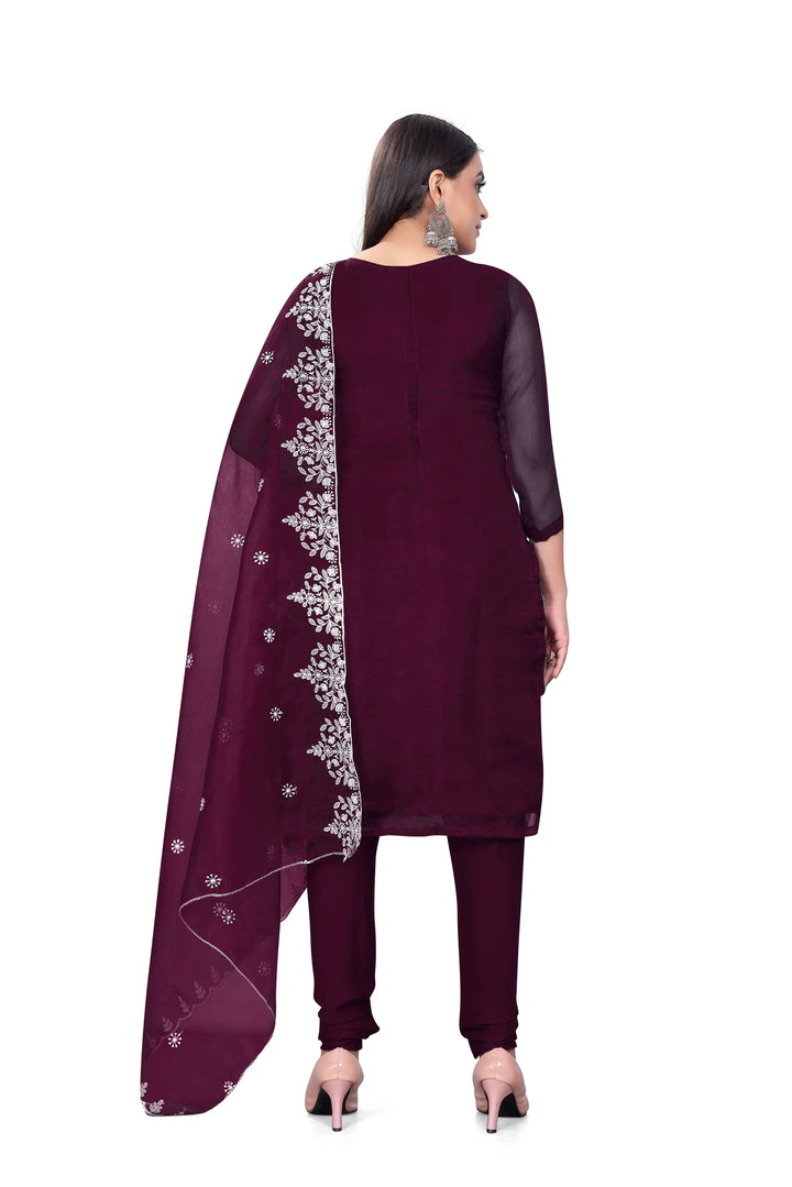 Designer Embroidery Work Kurtis Set | Organza Top & Micro-Cotton Bottom