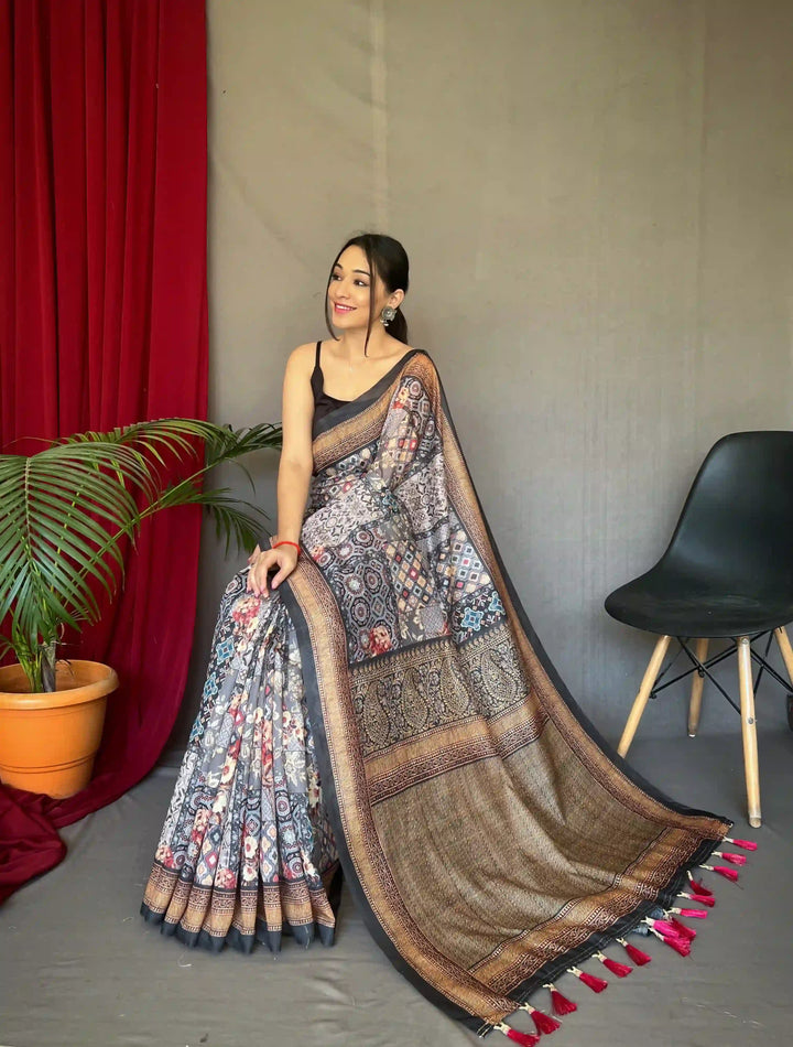 Designer Digital Printed Cotton Saree | Perfect for Weddings and Festive Events