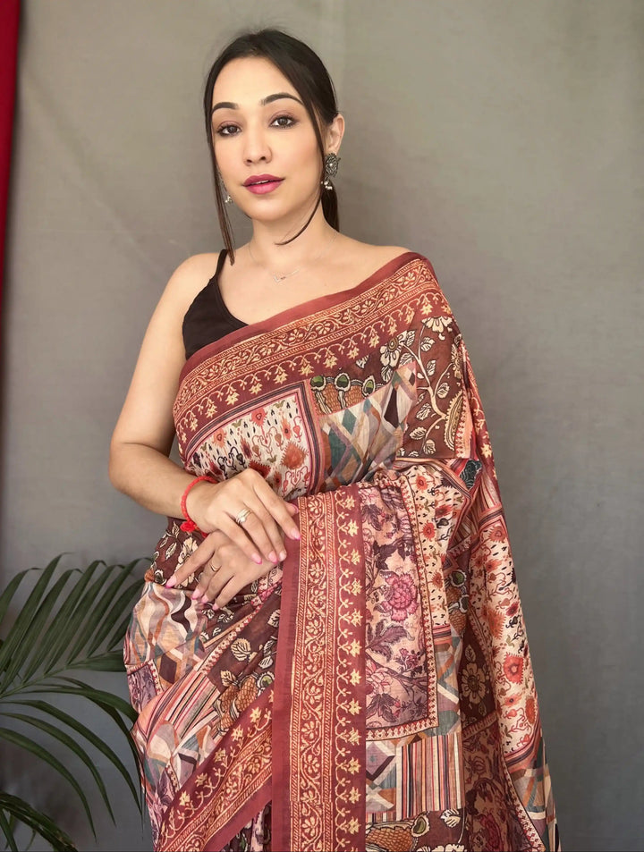 Designer Digital Printed Cotton Saree | Traditional Wedding & Festive Wear