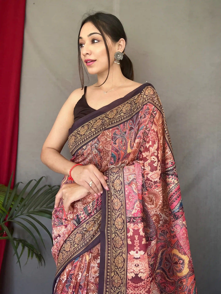 Designer Digital Printed Cotton Saree | Traditional Wedding & Party Wear