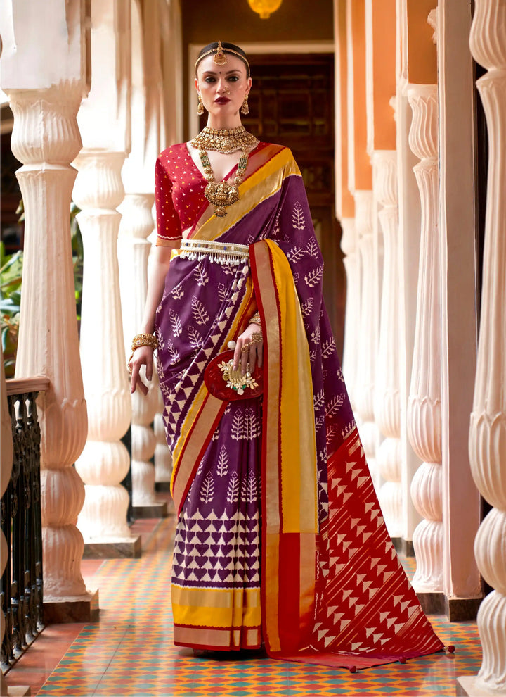 Elegant Patola Silk Saree | Foil Printed Design Perfect for Special Occasions