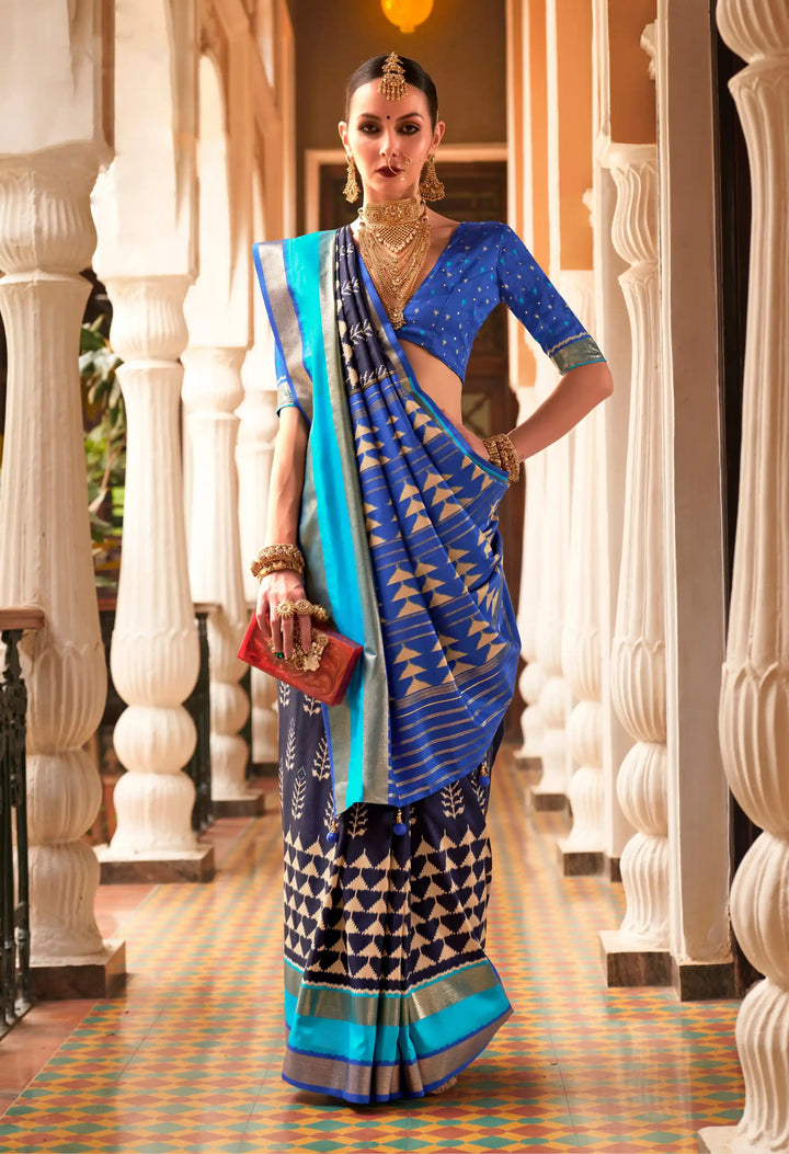 Elegant Patola Silk Saree | Foil Printed Design Perfect for Special Occasions