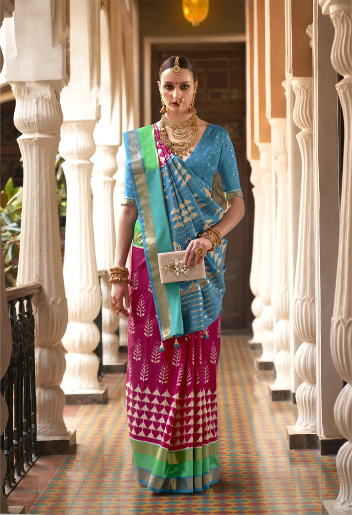Elegant Patola Silk Saree | Foil Printed Design Perfect for Special Occasions