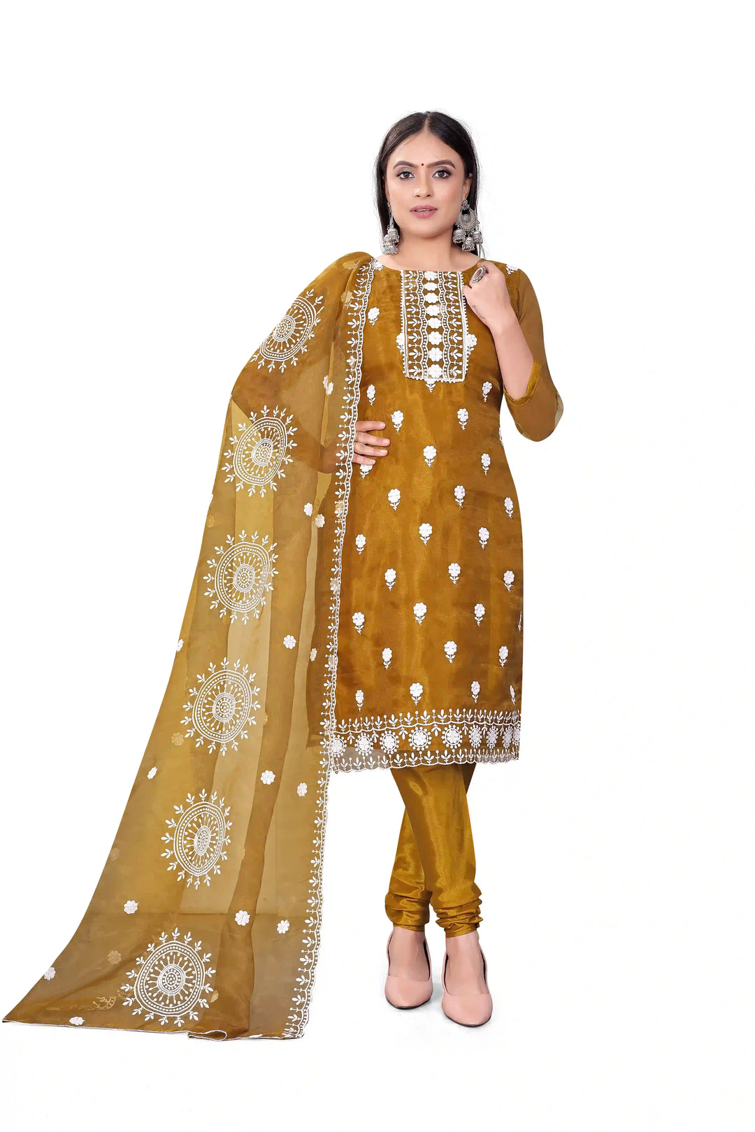 Designer Embroidery Kurtis Set | Organza Top & Santoon Bottom for Parties