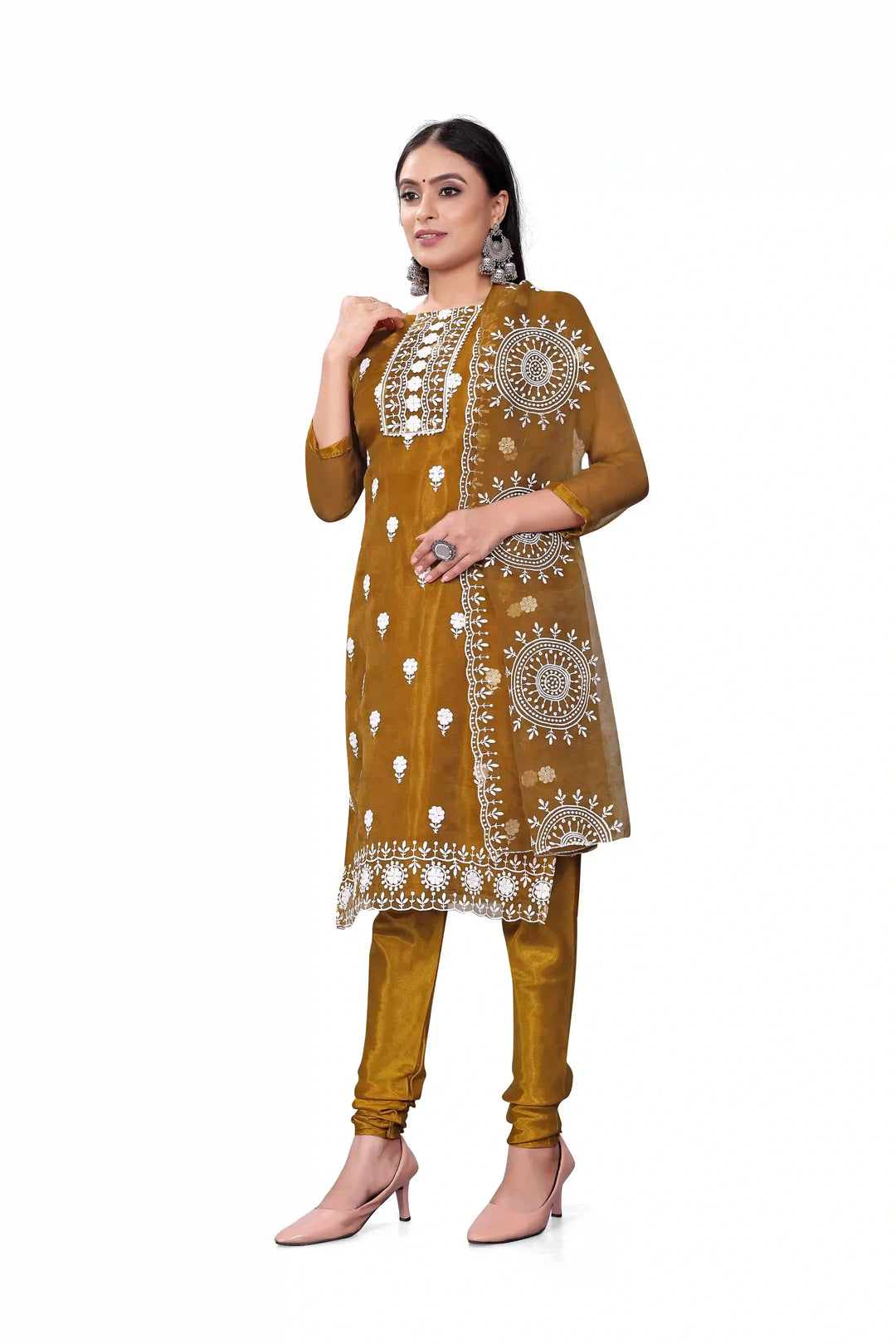 Designer Embroidery Kurtis Set | Organza Top & Santoon Bottom for Parties