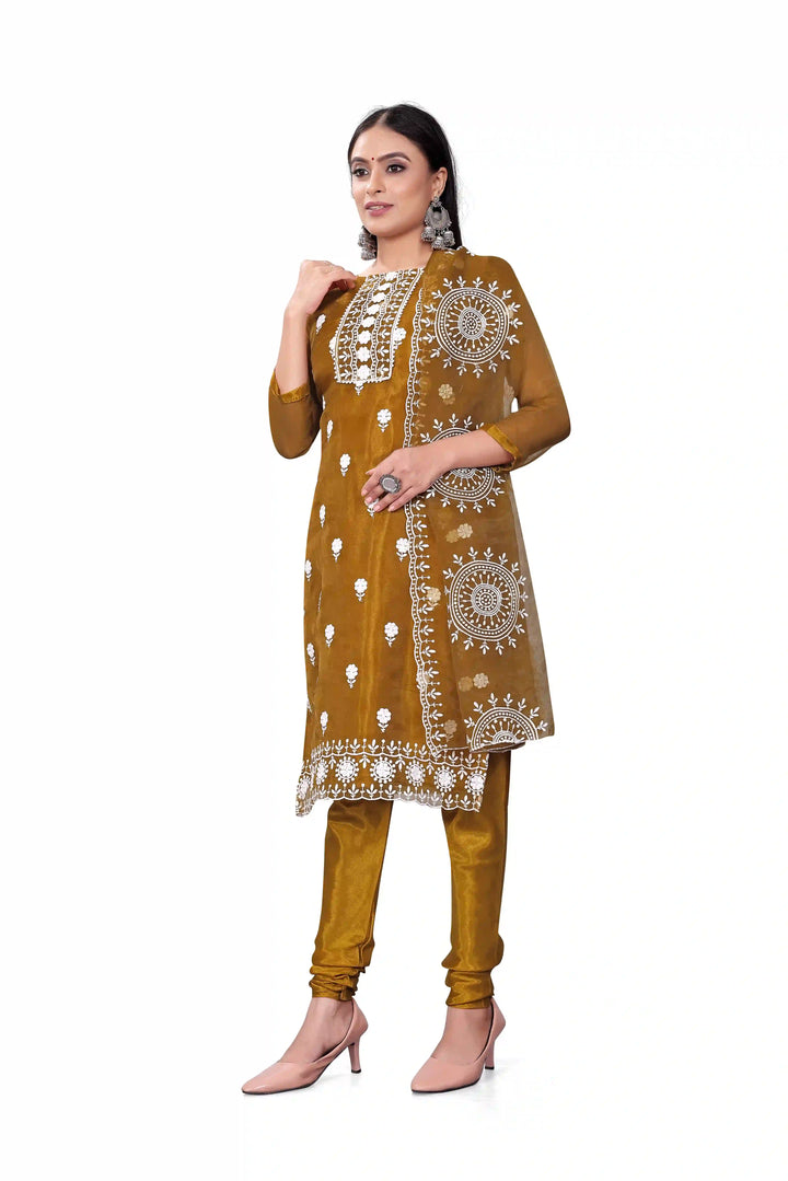 Designer Embroidery Kurtis Set | Organza Top & Santoon Bottom for Parties