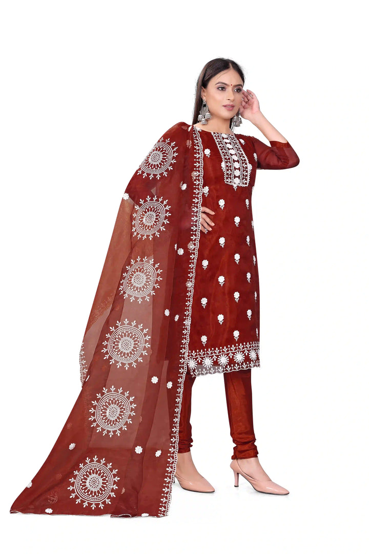 Designer Embroidery Kurtis Set | Organza Top & Santoon Bottom for Parties
