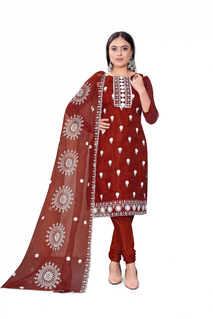 Designer Embroidery Kurtis Set | Organza Top & Santoon Bottom for Parties