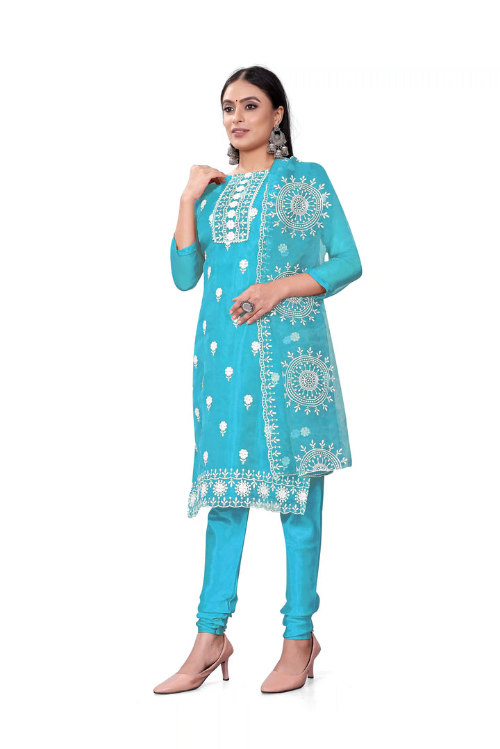 Designer Embroidery Kurtis Set | Organza Top & Santoon Bottom for Parties