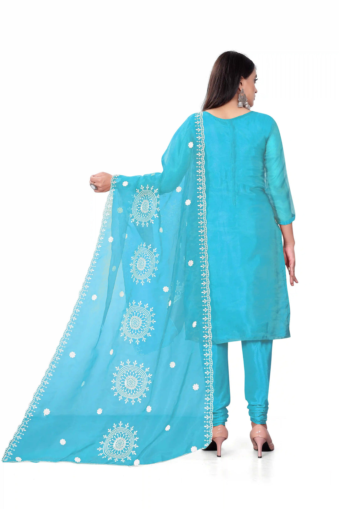 Designer Embroidery Kurtis Set | Organza Top & Santoon Bottom for Parties