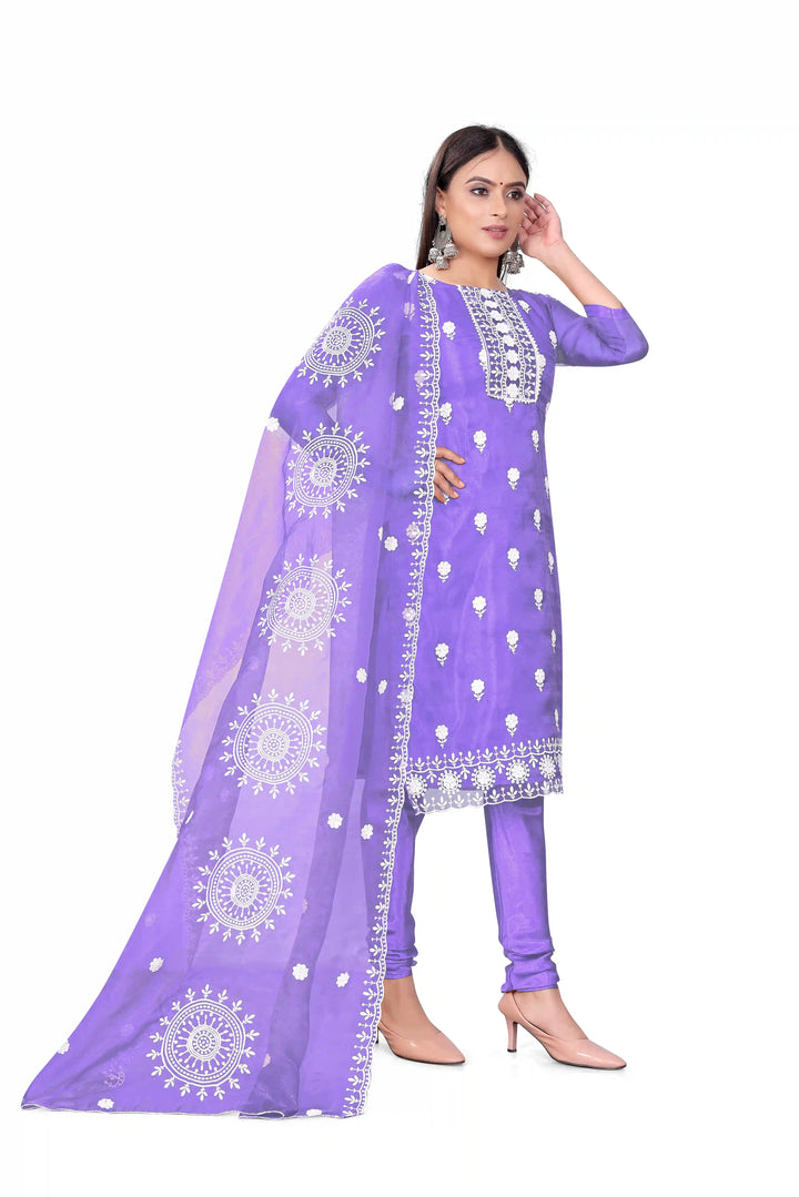 Designer Embroidery Kurtis Set | Organza Top & Santoon Bottom for Parties