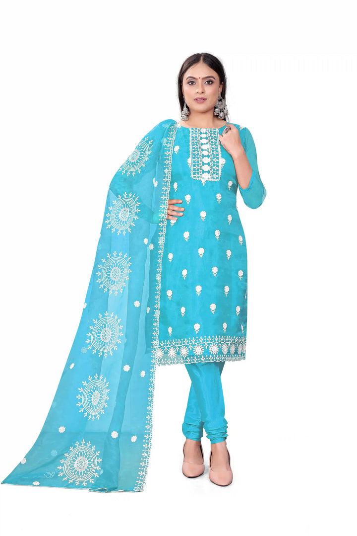 Designer Embroidery Kurtis Set | Organza Top & Santoon Bottom for Parties
