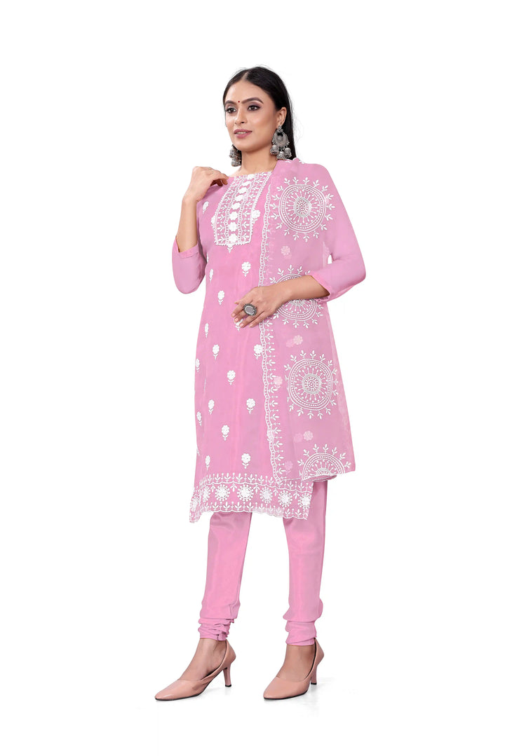 Designer Embroidery Kurtis Set | Organza Top & Santoon Bottom for Parties