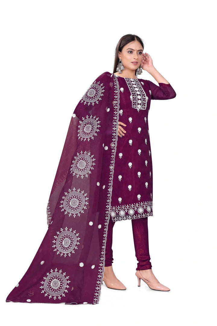 Designer Embroidery Kurtis Set | Organza Top & Santoon Bottom for Parties