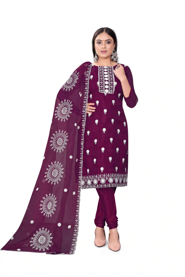 Designer Embroidery Kurtis Set | Organza Top & Santoon Bottom for Parties