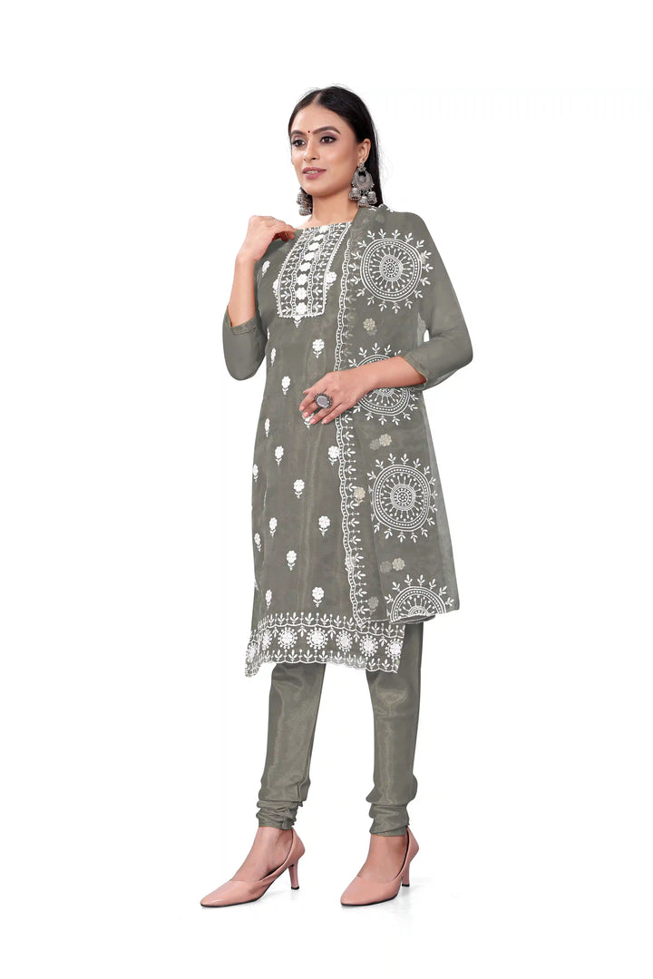 Designer Embroidery Kurtis Set | Organza Top & Santoon Bottom for Parties
