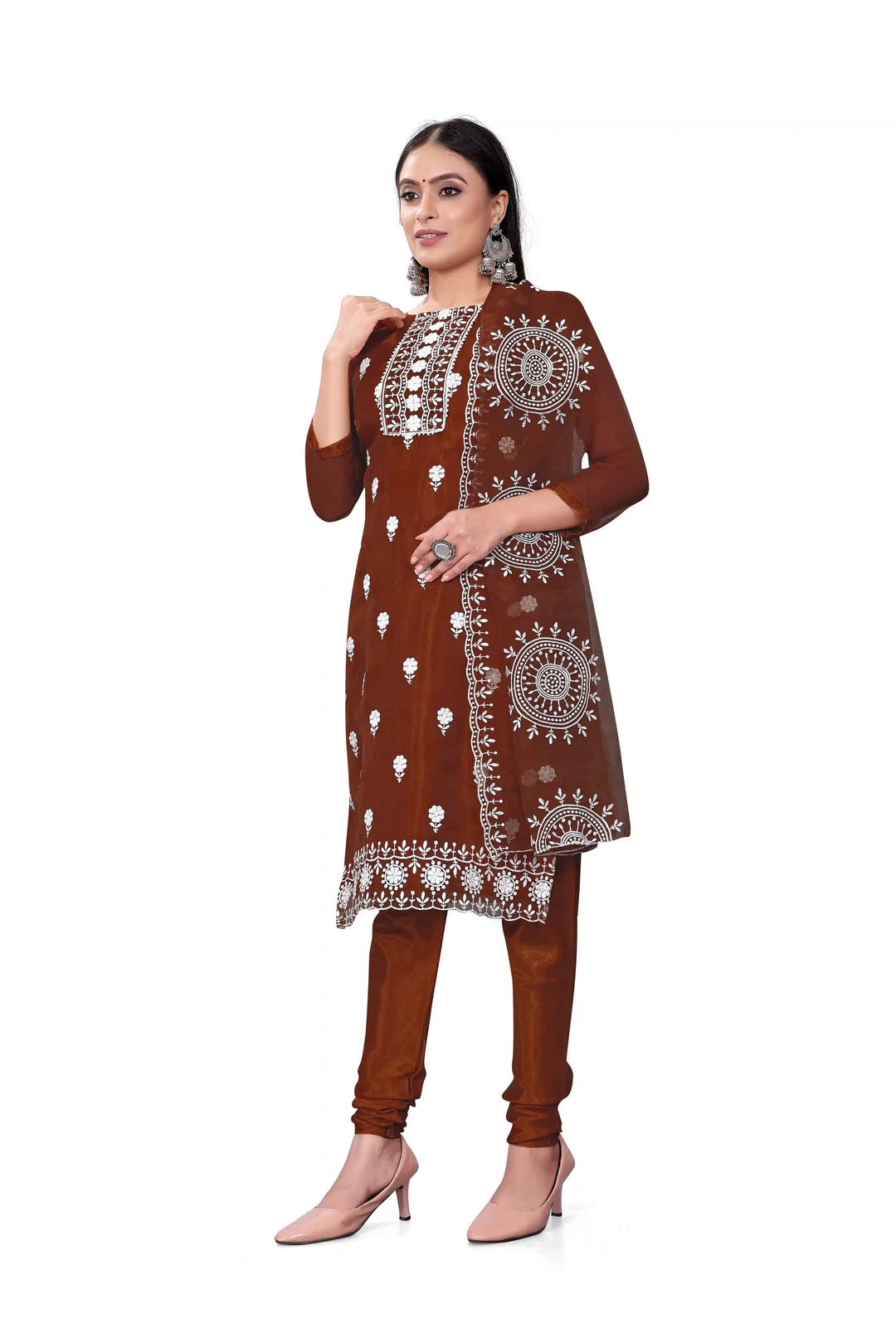 Designer Embroidery Kurtis Set | Organza Top & Santoon Bottom for Parties