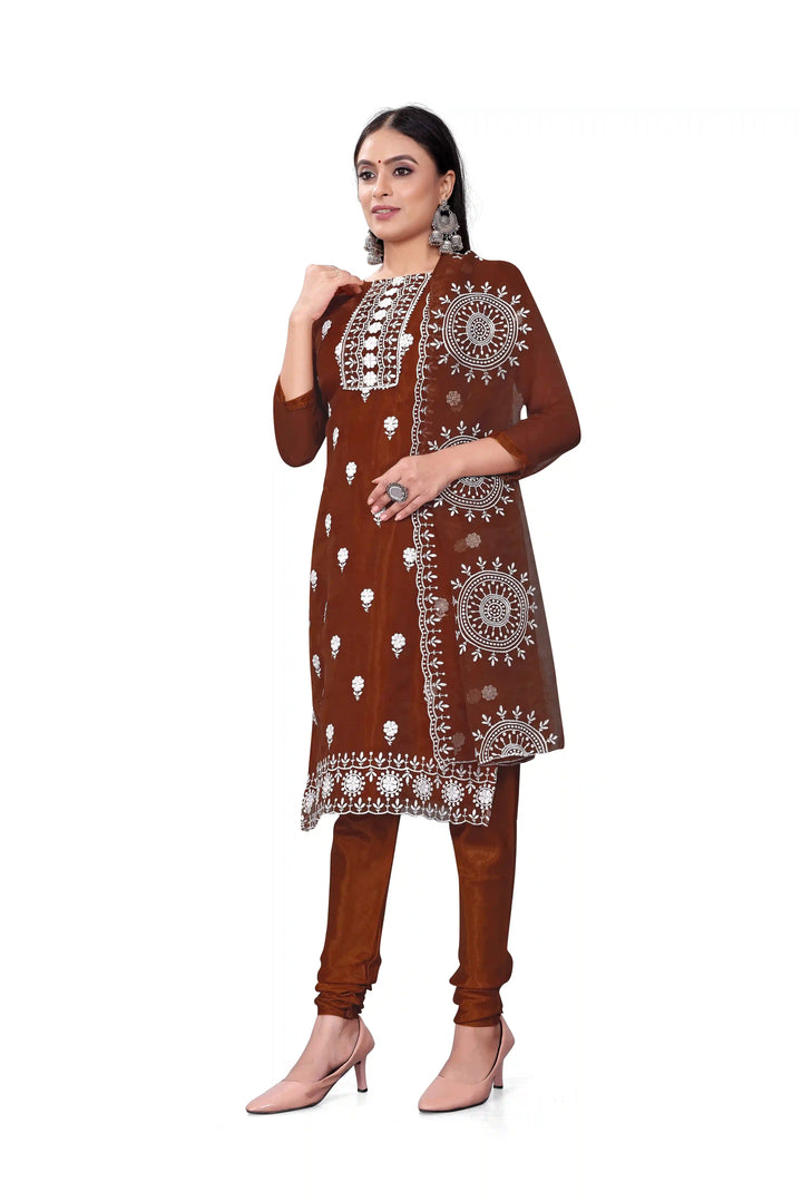 Designer Embroidery Kurtis Set | Organza Top & Santoon Bottom for Parties