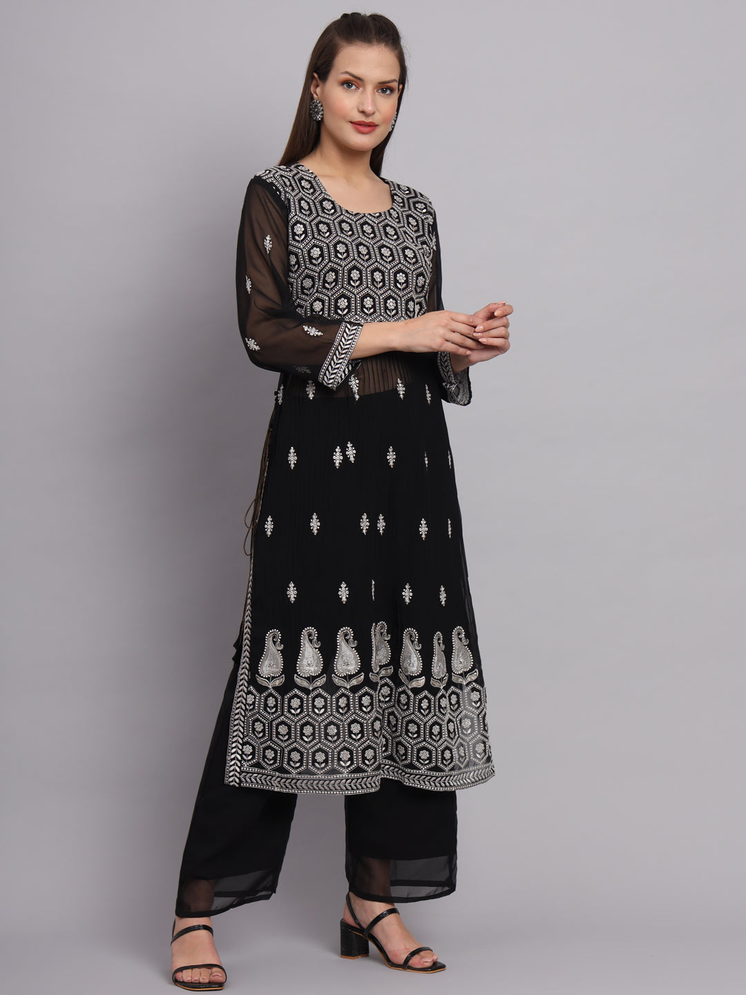 Georgette Salwar Kameez with Lucknowi Embroidery | Elegant for Weddings & Parties