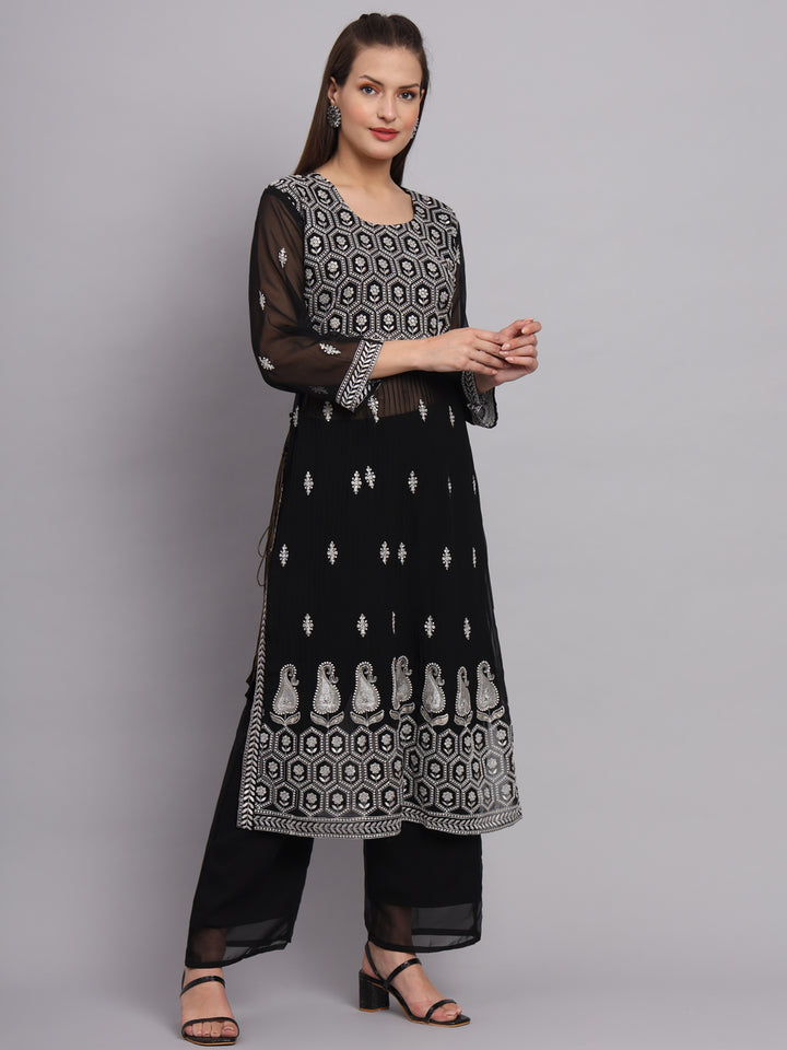 Georgette Salwar Kameez with Lucknowi Embroidery | Elegant for Weddings & Parties