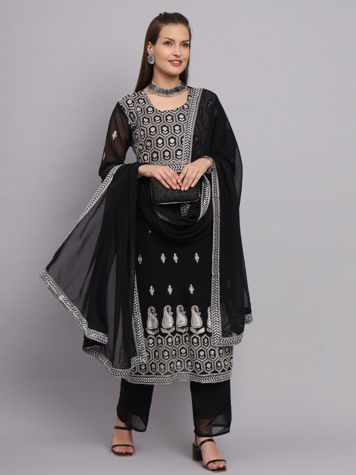 Georgette Salwar Kameez with Lucknowi Embroidery | Elegant for Weddings & Parties