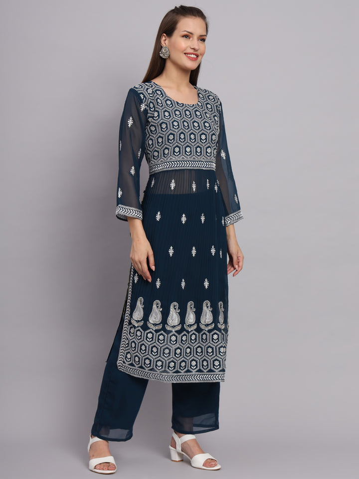 Georgette Salwar Kameez with Lucknowi Embroidery | Elegant for Weddings & Parties