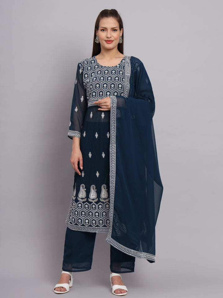 Georgette Salwar Kameez with Lucknowi Embroidery | Elegant for Weddings & Parties