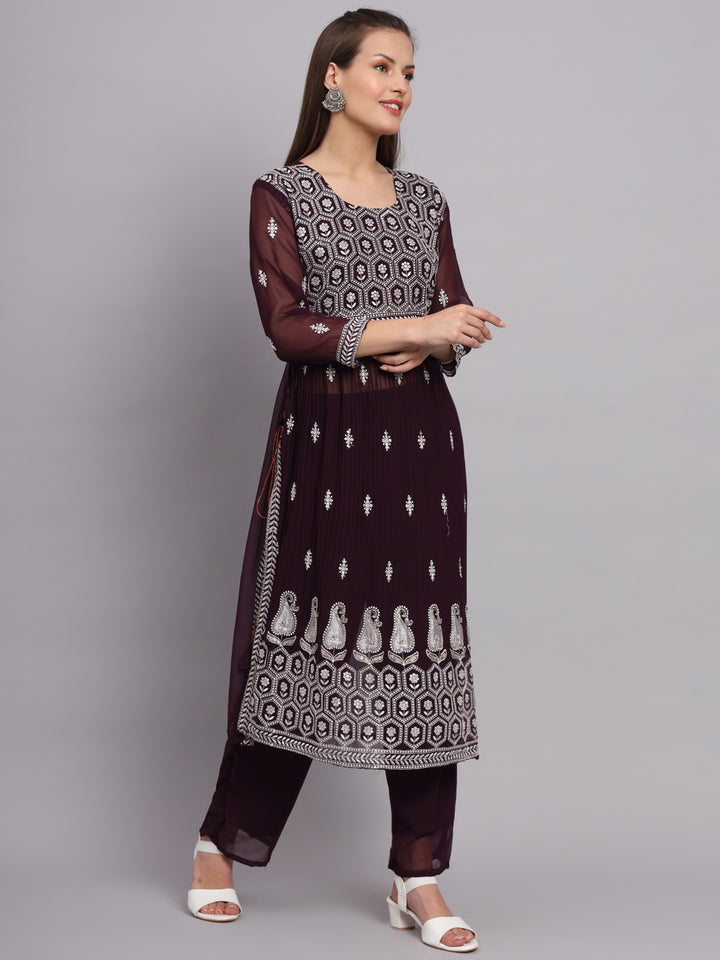 Georgette Salwar Kameez with Lucknowi Embroidery | Elegant for Weddings & Parties