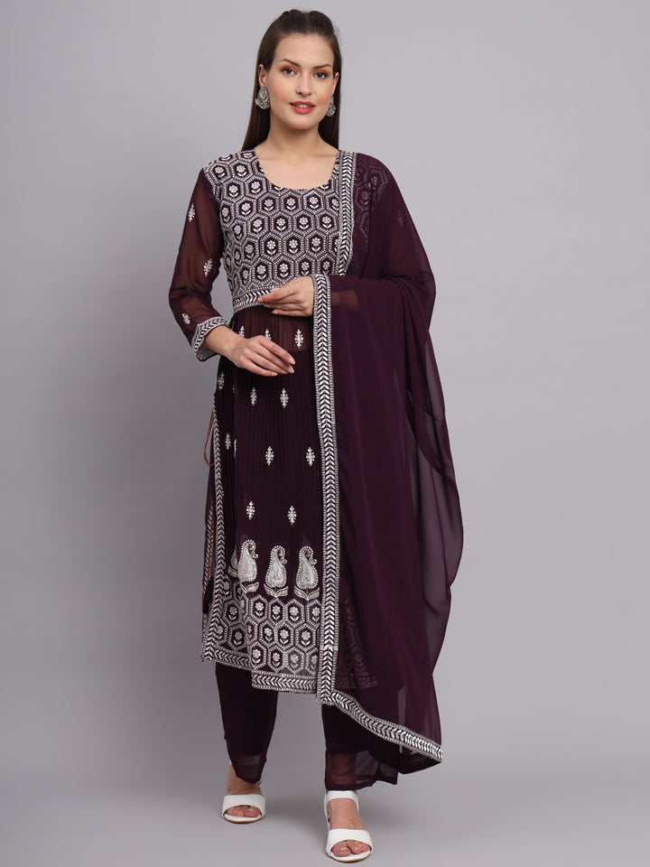 Georgette Salwar Kameez with Lucknowi Embroidery | Elegant for Weddings & Parties