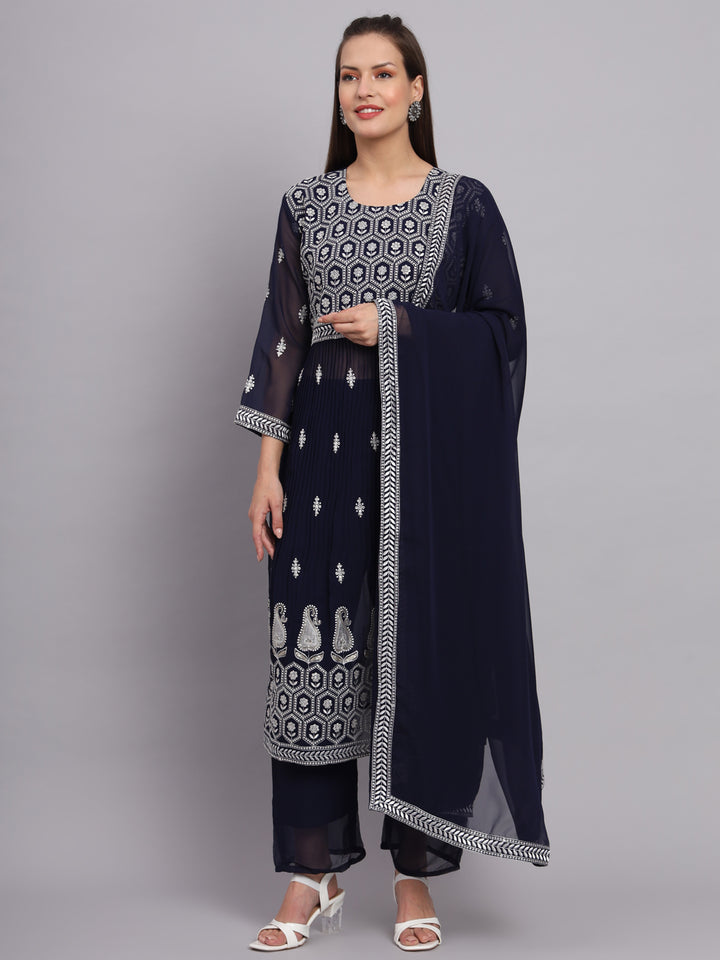 Georgette Salwar Kameez with Lucknowi Embroidery | Elegant for Weddings & Parties