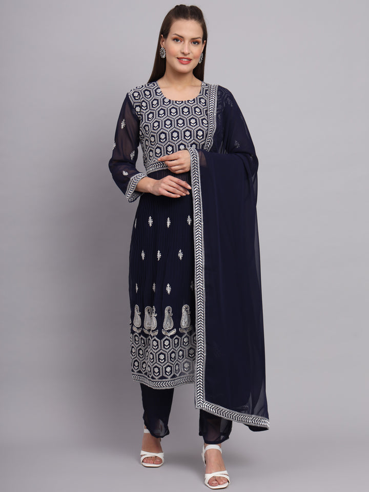 Georgette Salwar Kameez with Lucknowi Embroidery | Elegant for Weddings & Parties