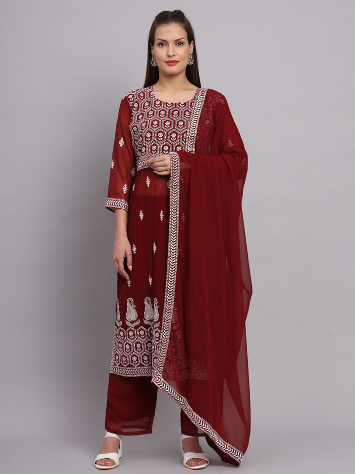 Georgette Salwar Kameez with Lucknowi Embroidery | Elegant for Weddings & Parties