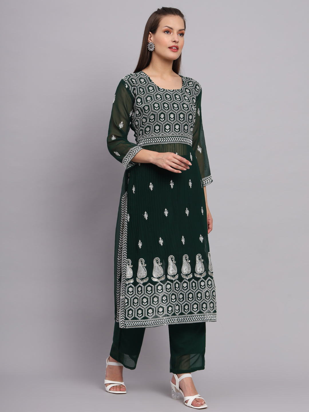 Georgette Salwar Kameez with Lucknowi Embroidery | Elegant for Weddings & Parties