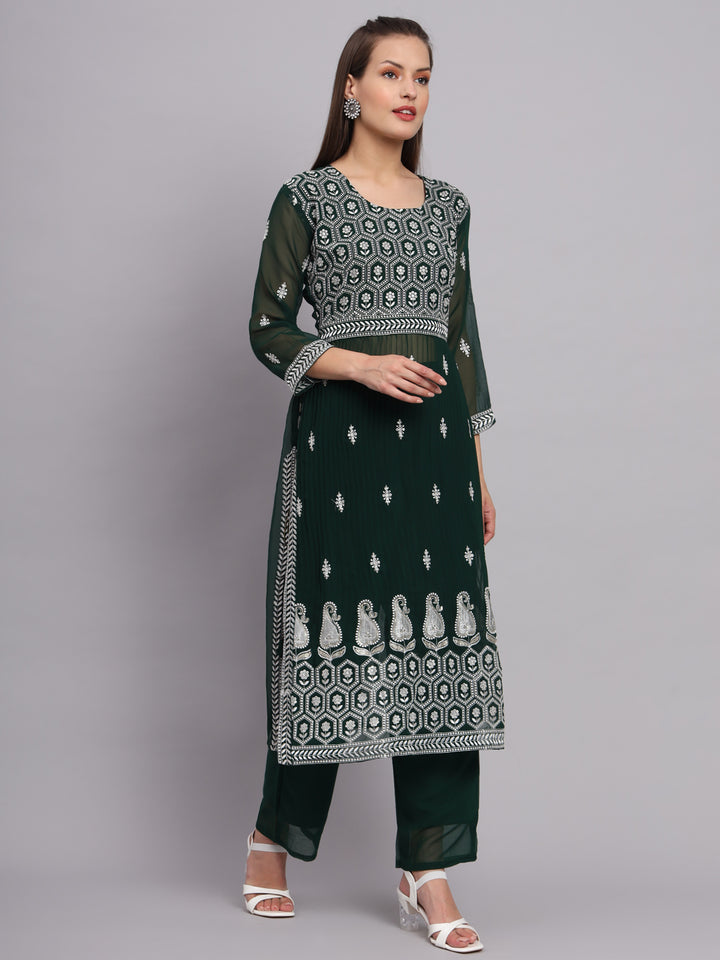 Georgette Salwar Kameez with Lucknowi Embroidery | Elegant for Weddings & Parties