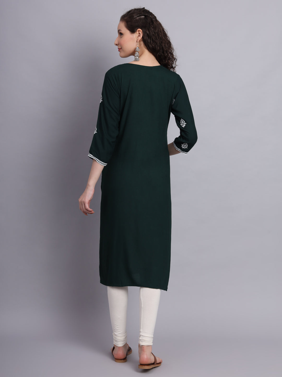 Embroidered Rayon Straight Kurta | Elegant Lucknowi Office Wear Kurti