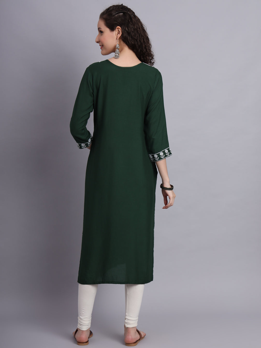 Embroidered Rayon Straight Kurta | Elegant Lucknowi Chickenkari Kurti