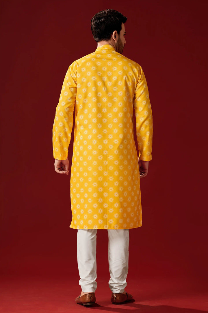 Men's Yellow Cotton Kurta Pajama Set | Ideal for Haldi and Festive Occasions