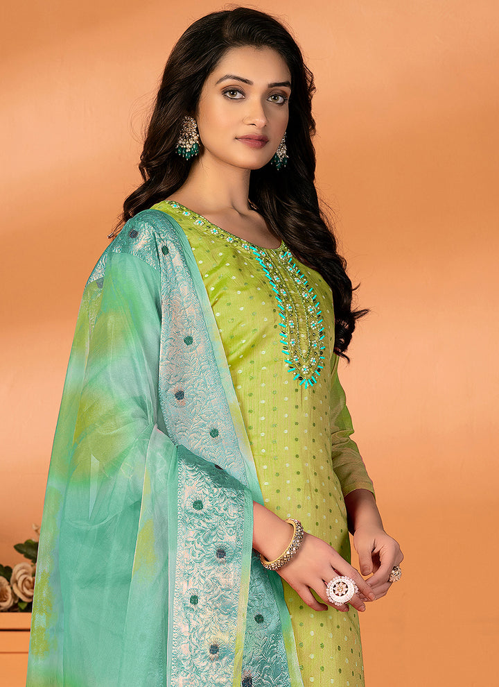 Elegant Embroidered Kurtis Set | Modal-Silk Top & Santoon Bottom for Festive Events