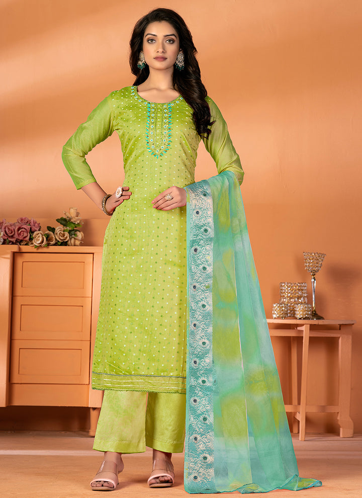 Elegant Embroidered Kurtis Set | Modal-Silk Top & Santoon Bottom for Festive Events